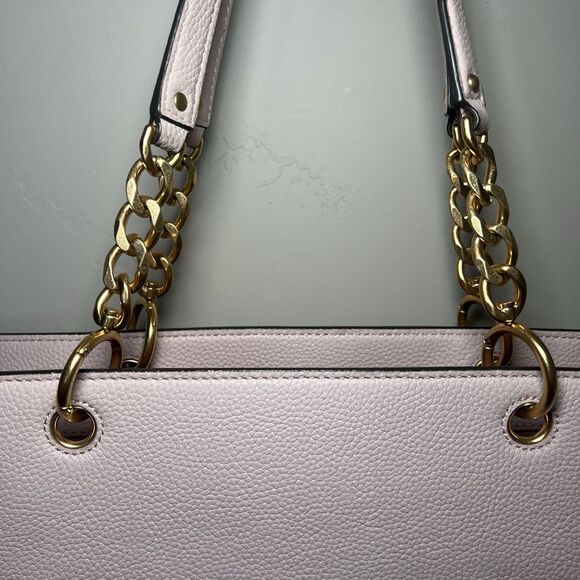 Tory Burch Everly  Shell Pink Pebble Leather Tote Handbag Gold Hardware Designer - Picture 3 of 16